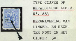 België 854-V - Heraldieke Leeuw - Gewijzigde Tekening In Cijfer 5 En 0 - Gestempeld - Andere & Zonder Classificatie