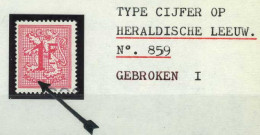 België 859-Cu - Heraldieke Leeuw - Gebroken I - I Cassé - 1931-1960