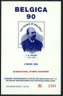 België Belgica 90 - Souvenir Velletje - J.-B. Moens - The Father Of Philately - Souvenir Sheet - 9 Mars 1989 - Posta Privata & Locale [PR & LO]