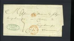 België Voorloper - Brief Van L. Dejaer Te Liège Naar Monsieur Le Baron  De Selys De Longchamps Te Waremme - SR - 1847 - 1830-1849 (Belgica Independiente)