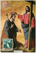 TIMBRES.CARTE MAX.n°9350.ESPAGNE.1962.ZURBARAN.LE CHRIST COURONNANT SAINT JOSEPH - Cartoline Maximum