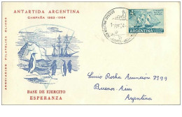 TIMBRES.n°2881.EXPEDITION POLAIRE.ANTARTIDA ARGENTINA-BUENOS AIRES.BASE DE EJERCITO ESPERANZA.1964.CACHETS - Autres & Non Classés