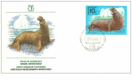 TIMBRES.n°2887.EXPEDITION POLAIRE.FAUNA OF ANTARCTICA.1978.SEA ELEPHANT.ENVELOPPE TIMBRE DESSIN - Autres & Non Classés