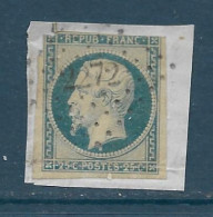 25 C Prince-président Louis Napoléon Oblitéré Sur Fragment – Défectueux (coin Supérieur Gauche) PC 2272 - 1852 Louis-Napoleon