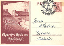 Sports - N°91636 - Jeux Olympiques - Allemagne 1936 - Stade - Entier Postal - Carte Vendue En L'état - Jeux Olympiques