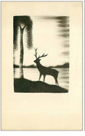 SILHOUETTES.CERF DANS UN PAYSAGE - Scherenschnitt - Silhouette