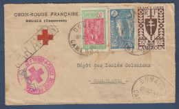 Cachet CROIX ROUGE FRANCAISE  DOUALA Sur Lettre Par Avion Pour Casablanca - Cartas & Documentos