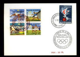 België E78 + 1390 - Olympiade 1964 - Tokio - Op Souvenirkaart - Erinnophilie [E]