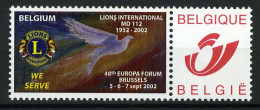 België 3182 - Duostamp - Lions International - Nuevos