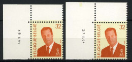 België 2537 - Koning Albert II - 18 II 94 En 21 II 94 - Dated Corners