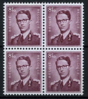 België 1072 ** - Koning Boudewijn - Type Marchand - In Blok Van 4 - MNH - LUXE - 1953-1972 Glasses