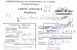 CP Du 1/8/1946 Dépôt Prisonniers De Guerre De L'axe N°85 Besançon Pour Autre Prisonnier Mulsanne Kriegsgefangenlager - Guerre De 1939-45