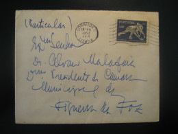 LISBOA 1952 To Figueira Da Foz Roller Rink Quad Hockey Stamp Cancel Cover PORTUGAL - Hockey (sur Glace)