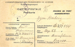 CP 31/8/1947 Dépôt Prisonniers De Guerre De L'axe 85 Besançon Pour Autre Prisonnier Dépôt 83 Nevers Kriegsgefangenpost - Guerra De 1939-45