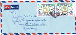 Liberia Air Mail Cover Sent To Sweden With MAP On The Stamps (the Cover Is Damaged In The Right Side) - Liberia