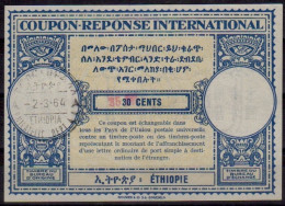 ÉTHIOPIE ETHIOPIA  Lo15  35 / 30 CENTS  International Reply Coupon Reponse Antwortschein IRC IAS  ADDIS ABABA 02.03.64 - Ethiopie