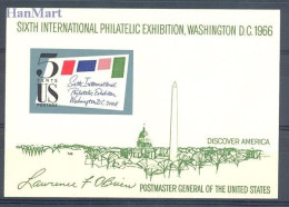 United States Of America 1966 Mi Block 11 MNH  (ZS1 USAbl11) - Philatelic Exhibitions