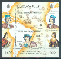 TURKISH CYPRUS 1992 - Michel Nr. BL10 - MNH ** - EUROPA/CEPT: Discovery Of America - Columbus - Unused Stamps