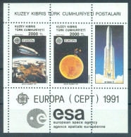 TURKISH CYPRUS 1991 - Michel Nr. BL9 - MNH ** - EUROPA/CEPT - European Space Agency - Unused Stamps