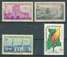 TURKISH CYPRUS 1987 - Michel Nr. 199/202 - MNH ** - Buildings - Field Flowers - Overprinted - Ongebruikt