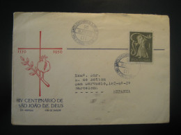 LISBOA 1950 To Barcelona Spain Sao Joao De Deus Religion FDC Cancel Cover PORTUGAL - Cartas & Documentos