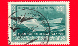 ARGENTINA - Usato - 1951 - Piano Quinquennale 1947 - 1951 - 'Presidente Peron' (nave Di Linea) E Delfino Comune - 25 - Gebraucht