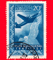 ARGENTINA - Usato - 1951 - Piano Quinquennale 1947 - 1951 - Douglas DC-4 E Condor Andino - 20 - Usados