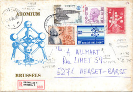 Lettre Recomandé Oblitéré Sur L'Atomium - Covers & Documents