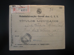 MELGAÇO 1949 To Porto Registered Cancel Titulos Liquidados Cover PORTUGAL - Lettres & Documents