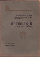 A Karánsebesi M. Kir. állami Polgári Fiú és Leányiskola értésitője Az 1915-1916 Tanévről C1217 - Livres Anciens