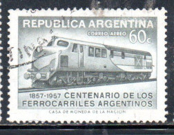 ARGENTINA 1957 CENTENARY ARGENTINE RAILROADS 60c USED USADO OBLITERE' - Aéreo