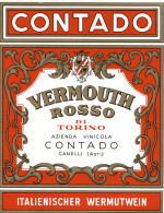 CANELLI, Asti - ETICHETTA D'EPOCA VERMOUTH ROSSO CONTADO - #014 - Alcoli E Liquori