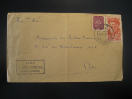 LISBOA - PORTO 1945 1º Voo Postal First Flight Cancel Slight Folded Cover PORTUGAL - Lettres & Documents