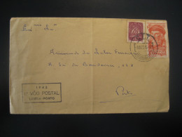 LISBOA - PORTO 1945 1º Voo Postal First Flight Cancel Slight Folded Cover PORTUGAL - Cartas & Documentos