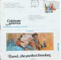 USA Aerogramme Sent To Denmark El Paso TX 24-7-1987 Celebrate America - 3c. 1961-... Covers