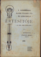 A Karánsebesi állami Polgári Fiú és Leányiskola értésitője Az 1908-1909 Tanévről C1182 - Libros Antiguos Y De Colección