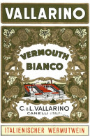 CANELLI, Asti - ETICHETTA D'EPOCA VERMOUTH BIANCO VALLARINO - #016 - Alcoli E Liquori