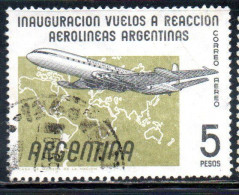 ARGENTINA 1959 AIR POST MAIL AIRMAIL CORREO AEREO JET FLIGHT OF ARGENTINE AIRLINES COMET OVER WORLD MAP 5p USED USADO - Posta Aerea