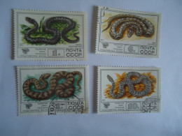 RUSSIA  4  USED  STAMPS  SNAKES 1977 - Snakes