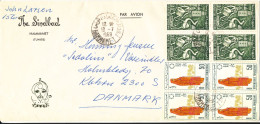 Tunisia Cover Sent Air Mail To Denmark 10-7-1969 With 2 Block Of 4 - Tunesien (1956-...)