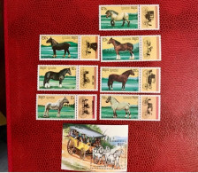 KAMPUCHEA CAMBODGE 1989 Bloc 1v 7v Neuf MNH ** Mi 1065 /61 Bl 168 Horse Mamíferos Mammals Säugetiere Mammiferi CAMBODGIA - Chevaux