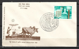 INDE. N°251 De 1968 Sur Enveloppe 1er Jour. Labour/Intensification De La Production De Céréales. - Agriculture