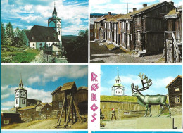 Norway Pictoral Card - Rørps   Church - Old Houses - Moose Statue -  Unused - Norwegen