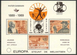 België PR163 ** - Pater Damiaan - BL35 Met Opdruk "Damiaan 100 - Europa Steunt De Melaatsen" - NL - Posta Privata & Locale [PR & LO]