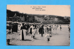 598 SPAIN ESPAÑA SAN SEBASTIAN A PLAYA DE BAÑOS - BEACH ED. HAUSER Y MENET POSTAL    POSTCARD - Sammlungen & Sammellose