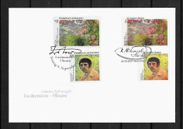 2021 Joint Liechtenstein And Ukraine, MIXED FDC LIECHTENSTEIN WITH  2+2 STAMPS: Painter Eugen Zotov - Emissions Communes