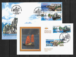 2008 Joint/Commune France And Vietnam, BOTH FDC'S WITH 2 STAMPS: Unesco Natural Sites - Emissions Communes