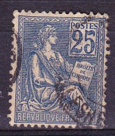 FRANCE Timbre Oblitéré N° 114, Type Mouchon 25c Bleu - 1900-02 Mouchon