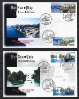 2008 Joint/Commune France And Vietnam, SET OF 2 MIXED FDC'S WITH 1+1 STAMPS: Unesco Natural Sites - Emissions Communes