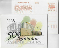 Brazil 1999 Postal Stationery Card BP-205 50th Legislature Legislative Assembly Of Rio Grande Do Sul unused Architecture - Enteros Postales